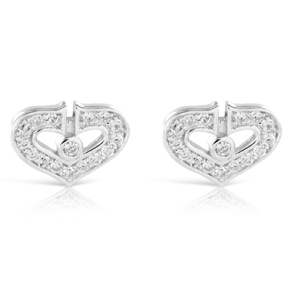 Sterling Silver Valentine Love Heart Earrings - www.sparklingjewellery.com