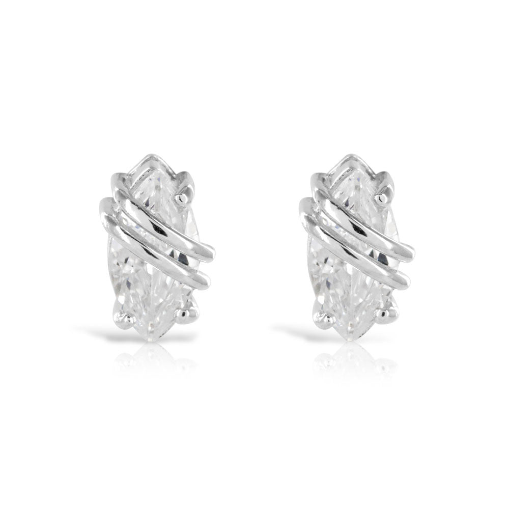 Silver Marquise Earrings - www.sparklingjewellery.com