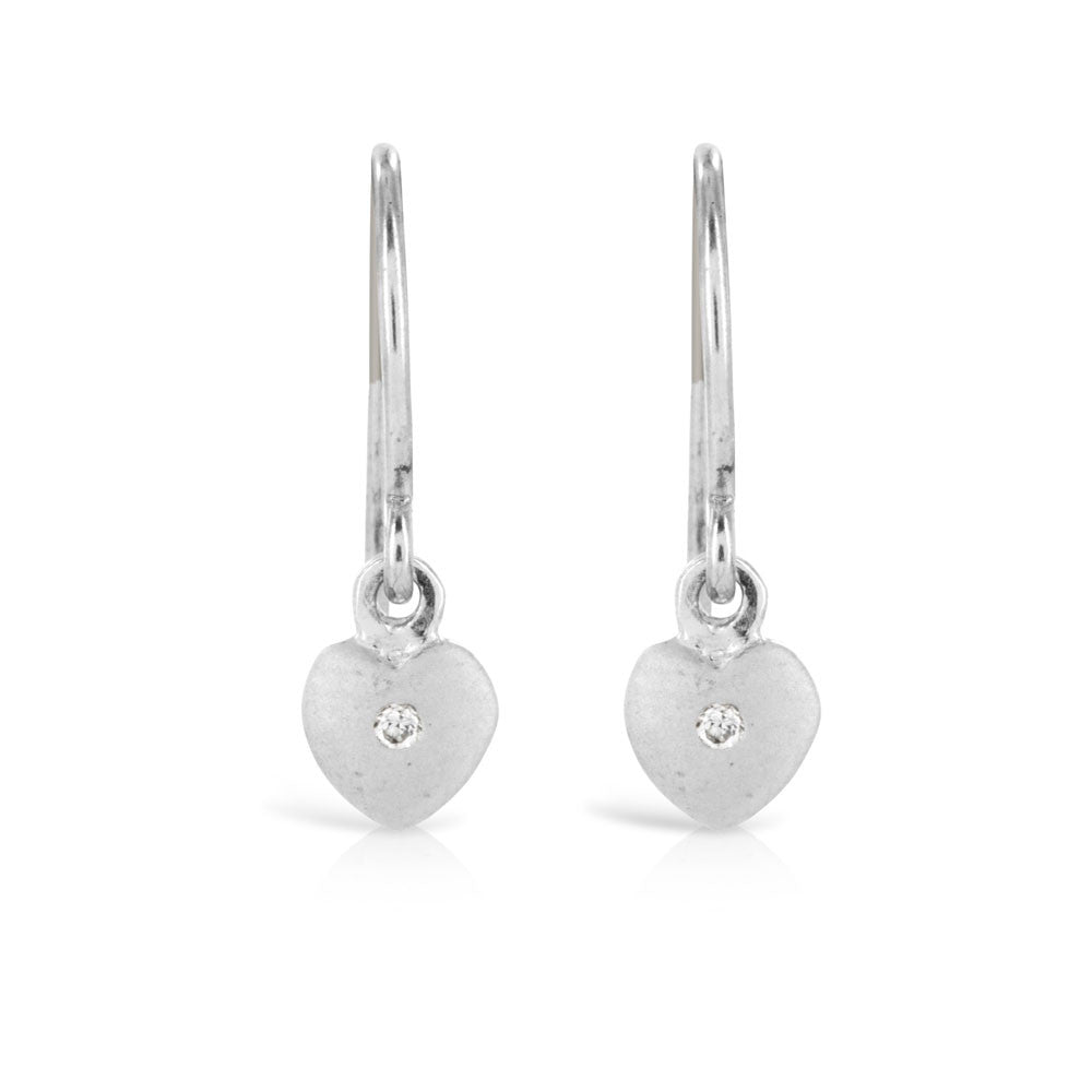 Silver Heart Dangle Earrings - www.sparklingjewellery.com