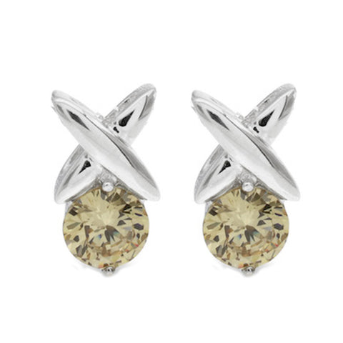 Champagne Kiss Silver Stud Earrings - www.sparklingjewellery.com