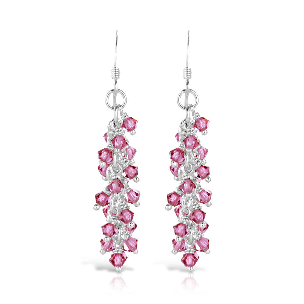 Hot Pink Crystal Drop Earrings - www.sparklingjewellery.com