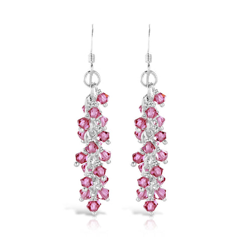Hot Pink Crystal Drop Earrings - www.sparklingjewellery.com