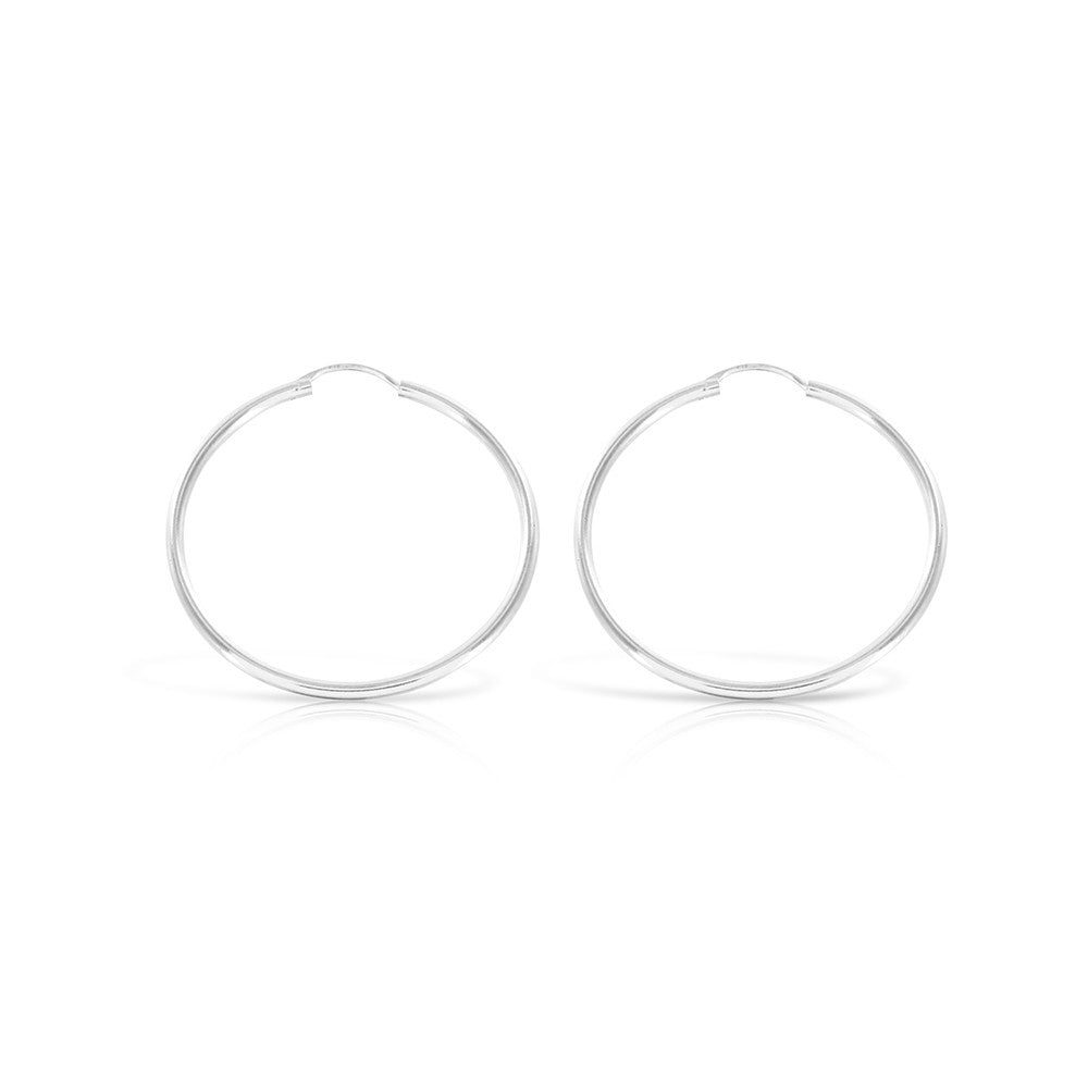 Large 925 Sterling Silver Plain Hoop Earrings - www.sparklingjewellery.com