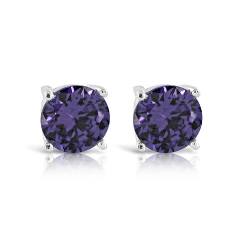 One Carat Amethyst Stud Earrings - www.sparklingjewellery.com