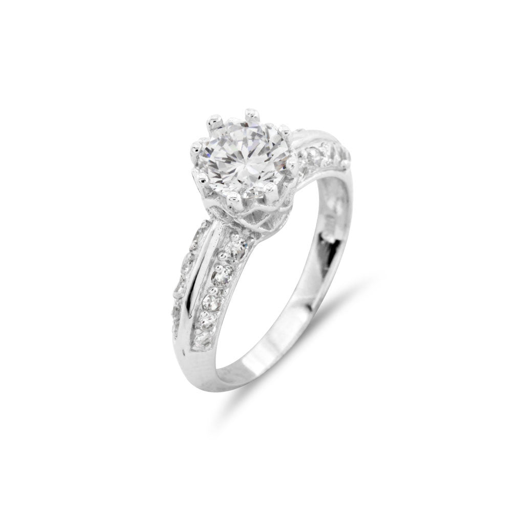 Ornate Silver Engagement Ring - www.sparklingjewellery.com