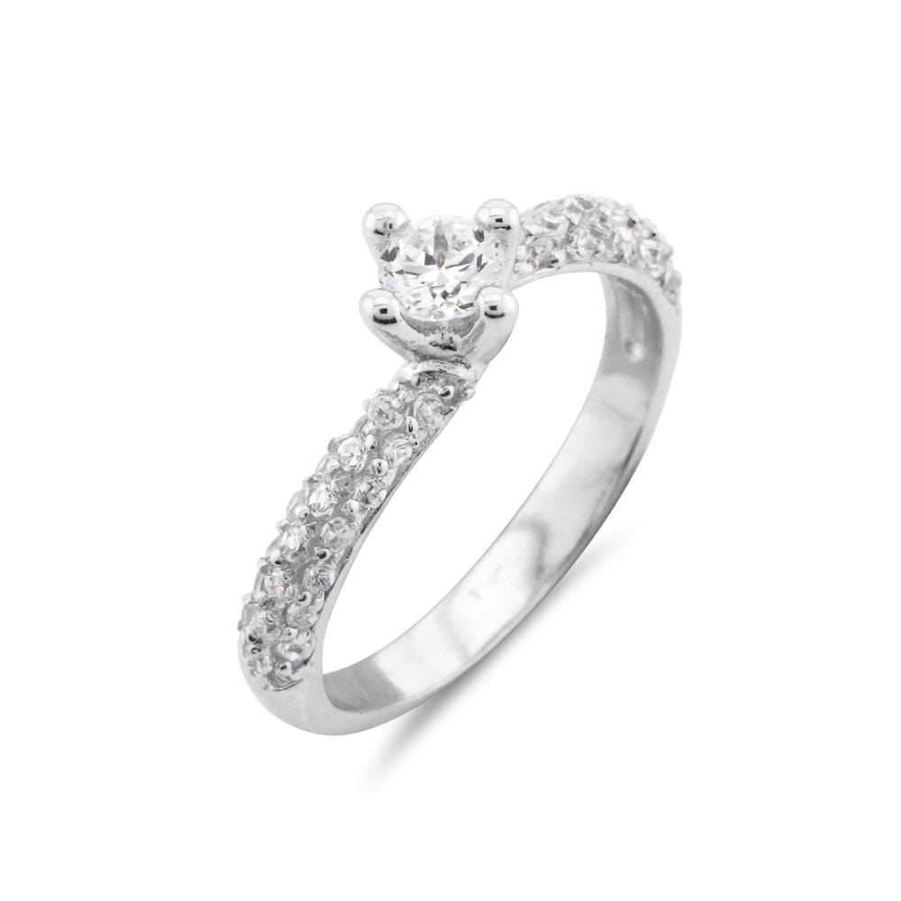Silver Pave Solitaire Ring - www.sparklingjewellery.com