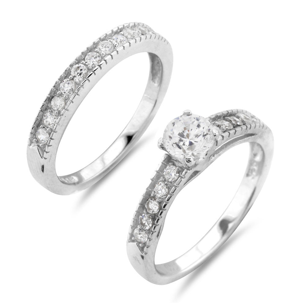 1950's Style Wedding Ring Set - www.sparklingjewellery.com