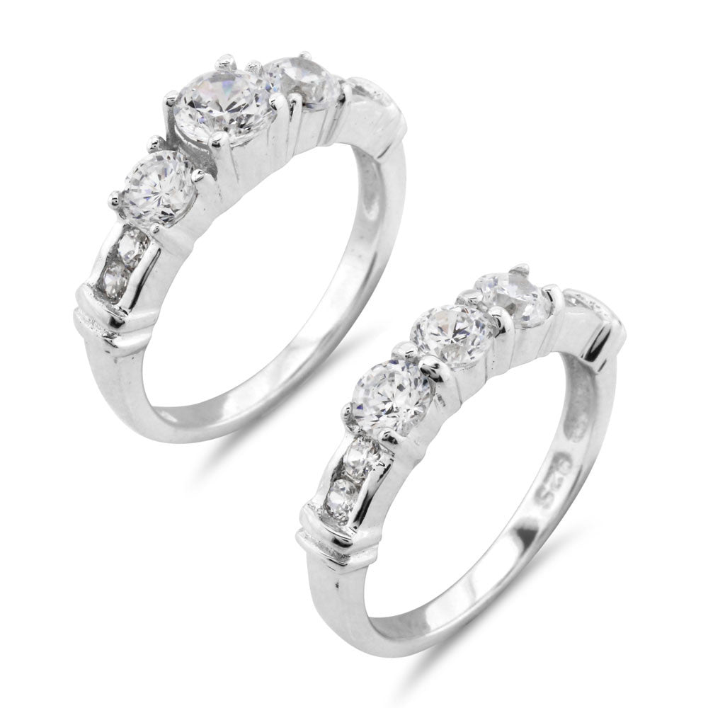 5 Stone Wedding Ring Set - www.sparklingjewellery.com