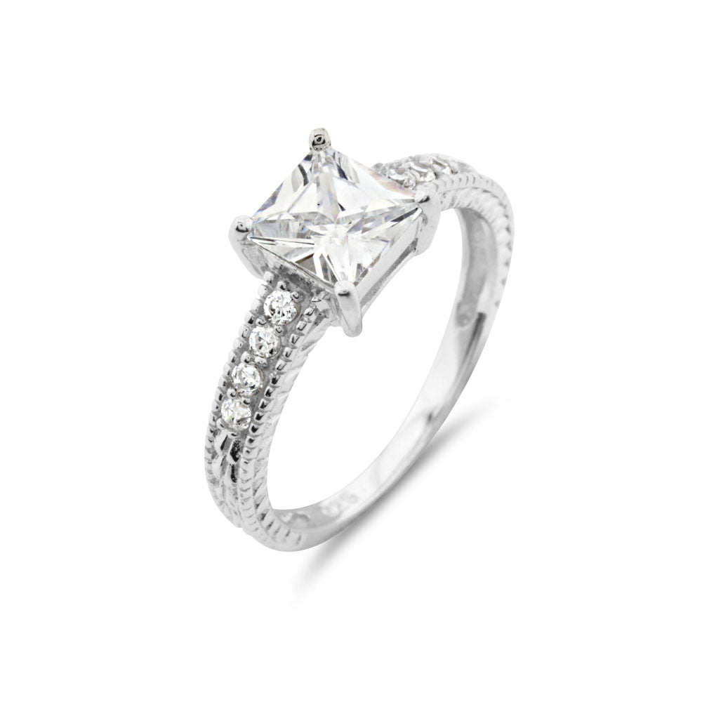 Princess Cut Engagement Ring Set - www.sparklingjewellery.com