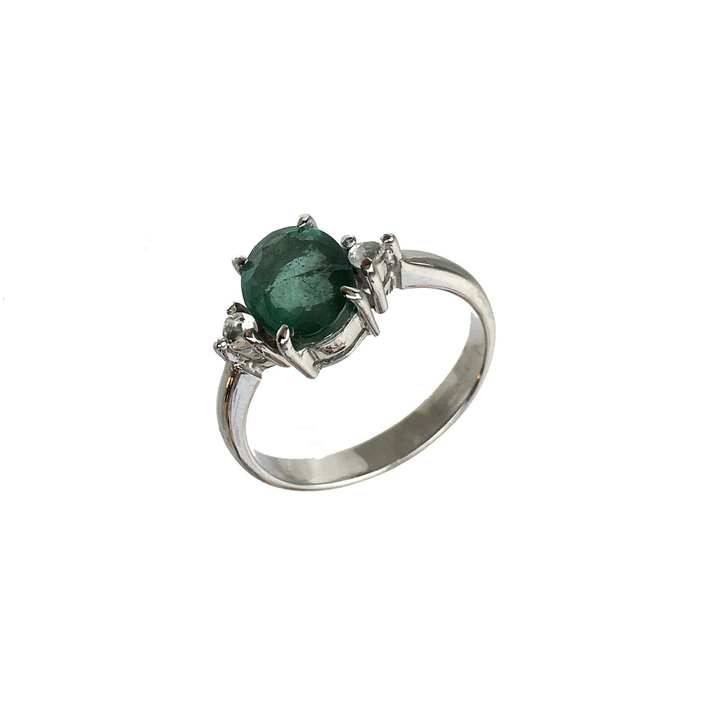 Oval Cut Green Emerald White Sapphire Ring - www.sparklingjewellery.com