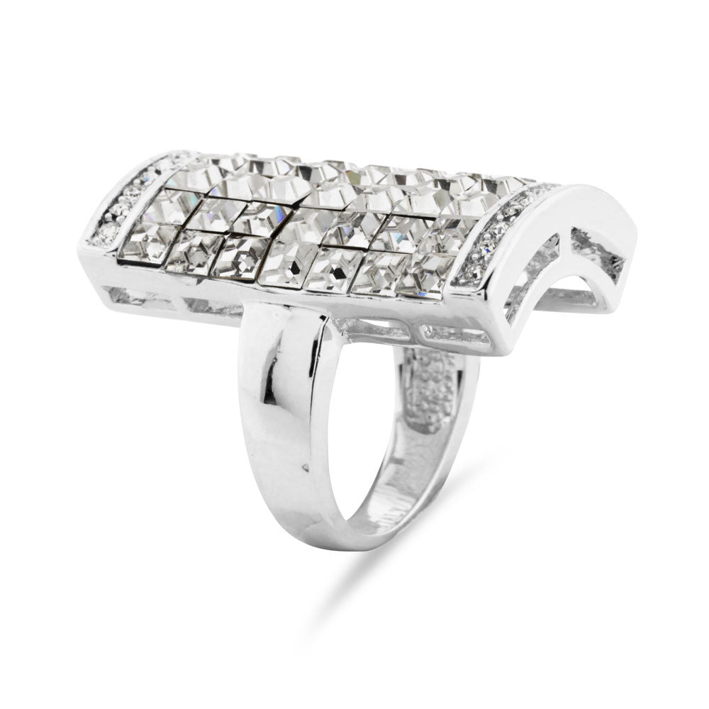 Statement Pave Rectangular Ring - www.sparklingjewellery.com