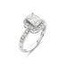 Emerald Cut Halo Silver Engagement Ring - www.sparklingjewellery.com