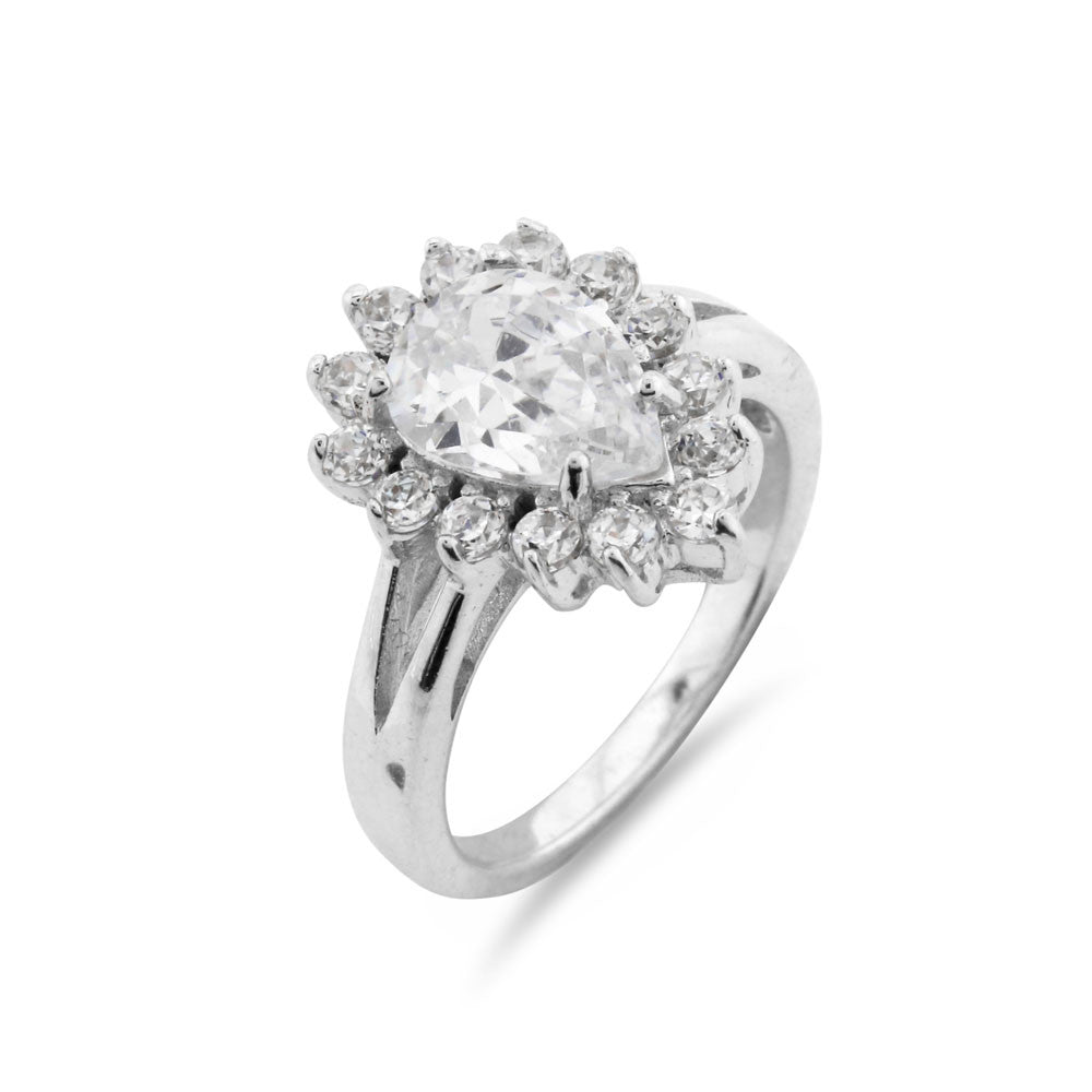 Paris Hilton Teardrop Halo Ring Sterling Silver - www.sparklingjewellery.com