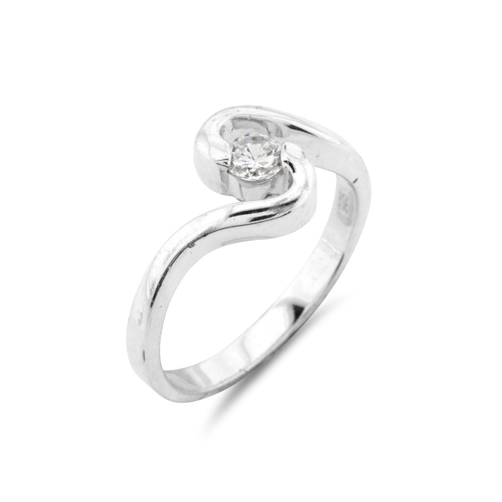 Twist Small Solitaire Ring - www.sparklingjewellery.com