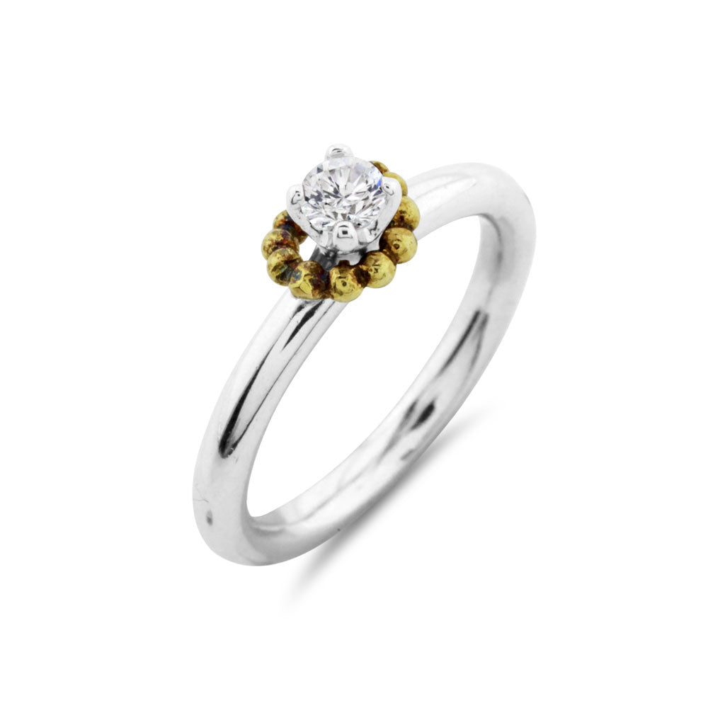 Solitaire Stack Halo Ring - www.sparklingjewellery.com