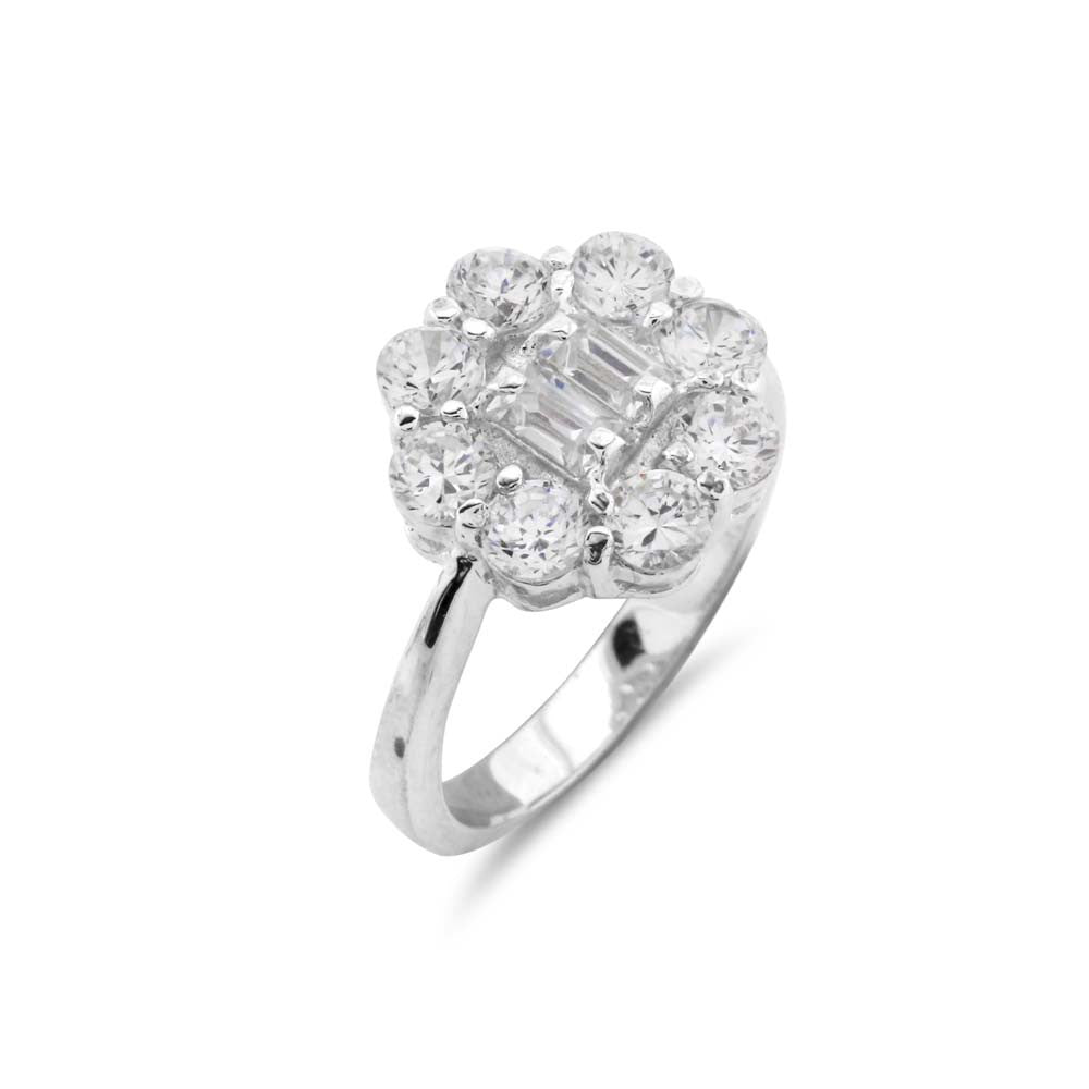 Art Deco Silver Cluster Ring - www.sparklingjewellery.com