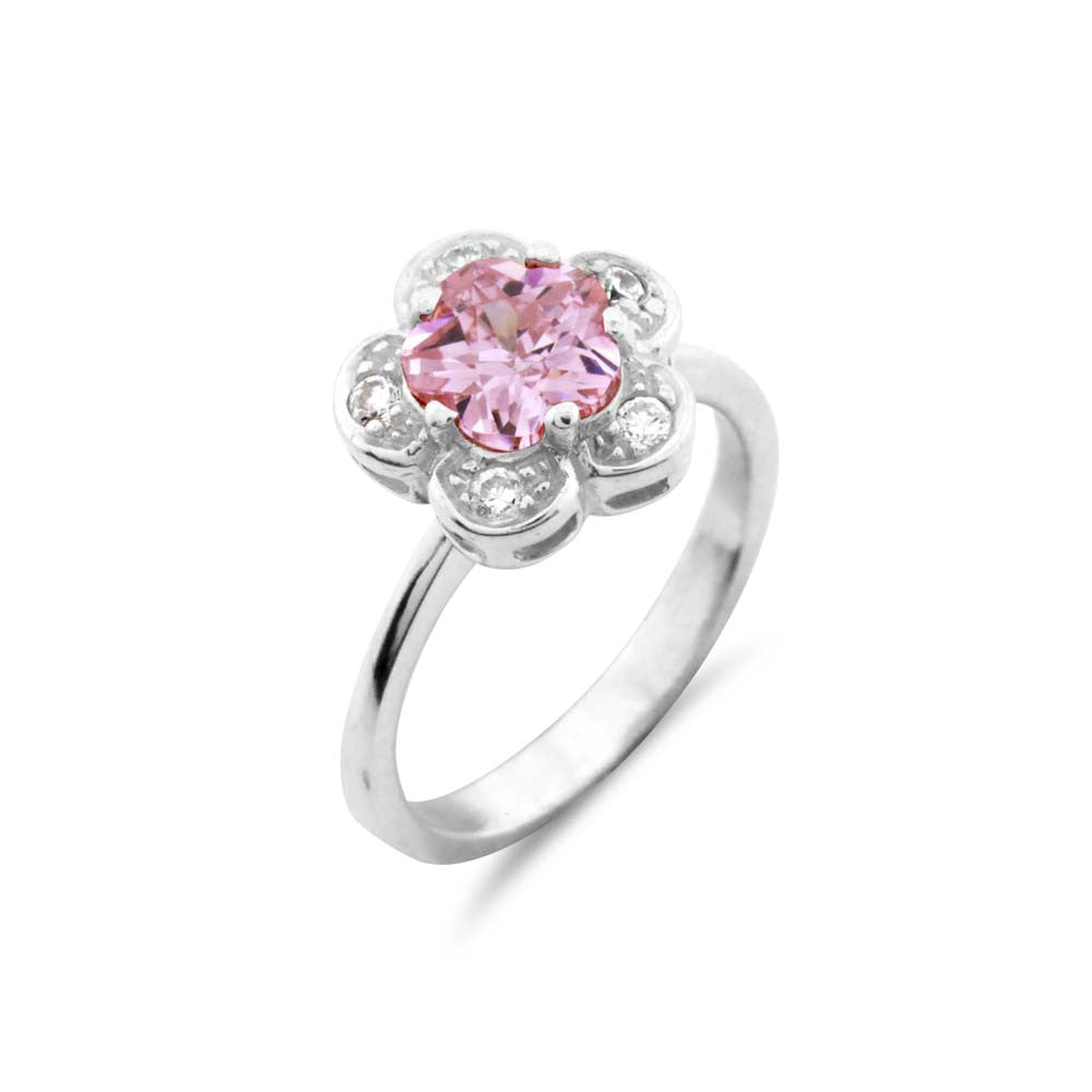 Silver Pink Halo Ring - www.sparklingjewellery.com