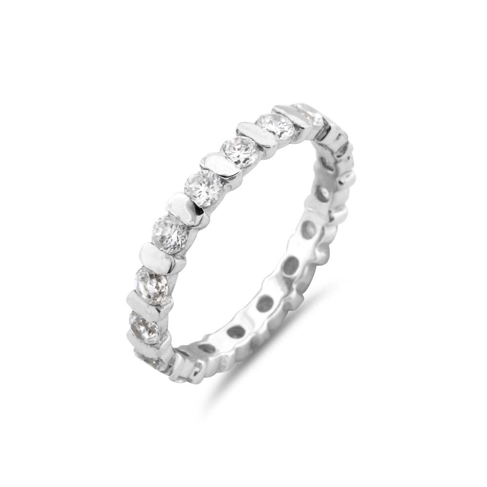Modern Eternity Ring Platinum Vermeil - www.sparklingjewellery.com