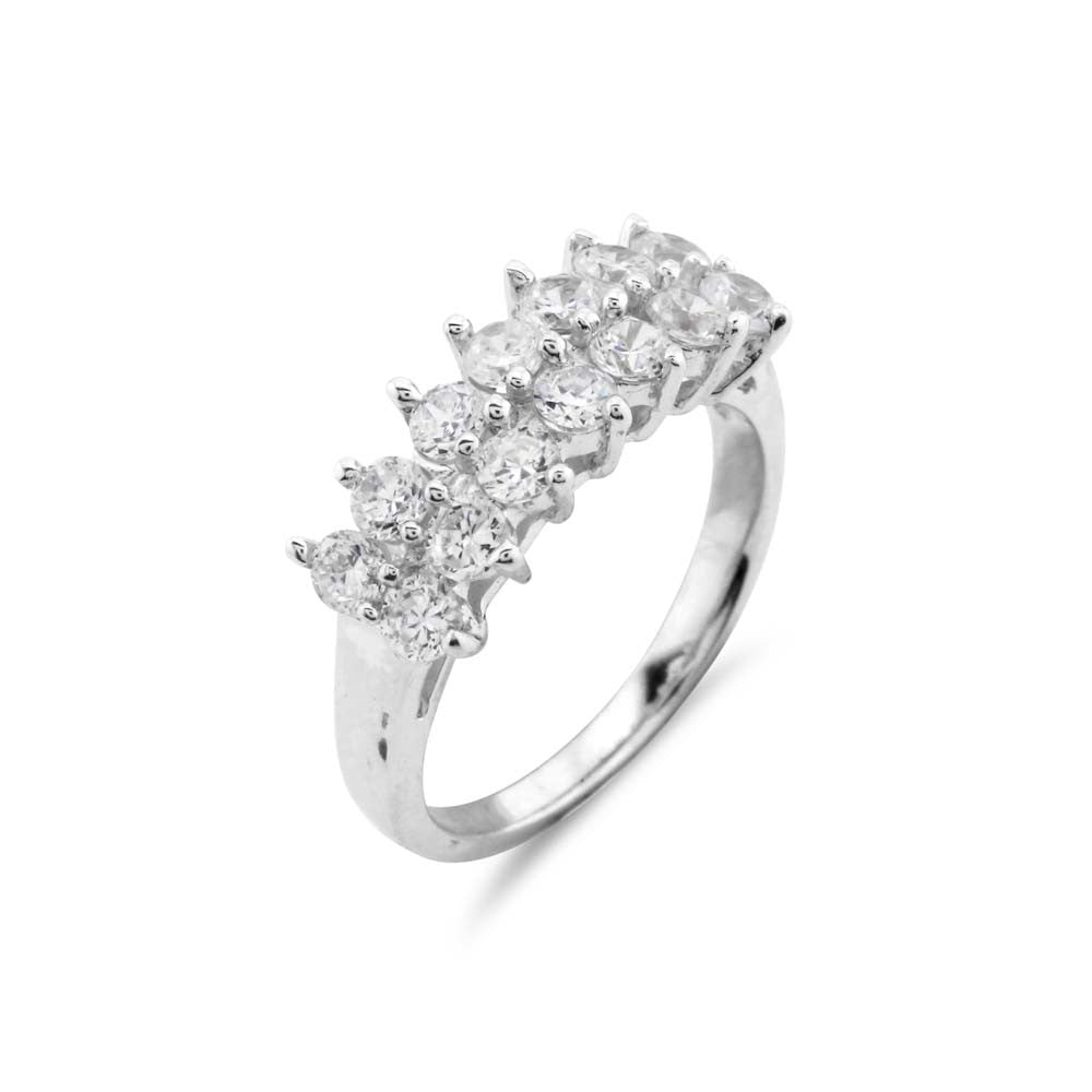 Double Row Silver Wedding Ring - www.sparklingjewellery.com