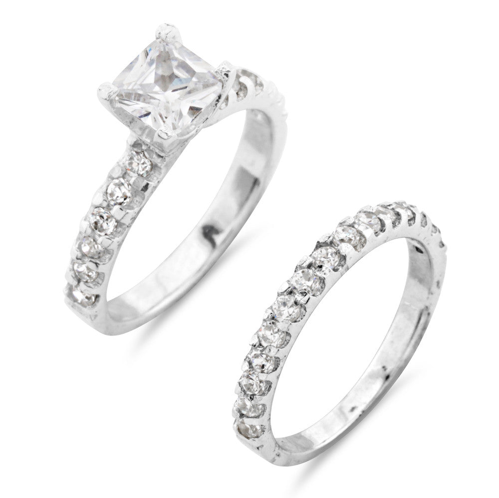 Princess Cut Wedding Ring Set - www.sparklingjewellery.com