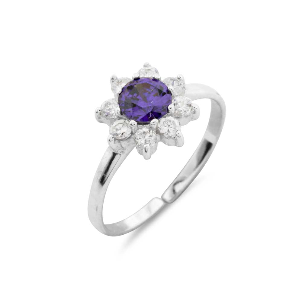Amethyst Silver Halo Ring - www.sparklingjewellery.com