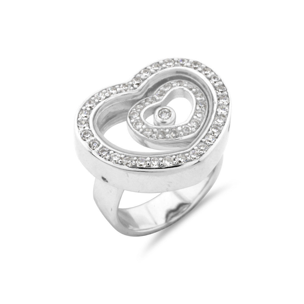 Happy Heart Sterling Silver Ring - www.sparklingjewellery.com