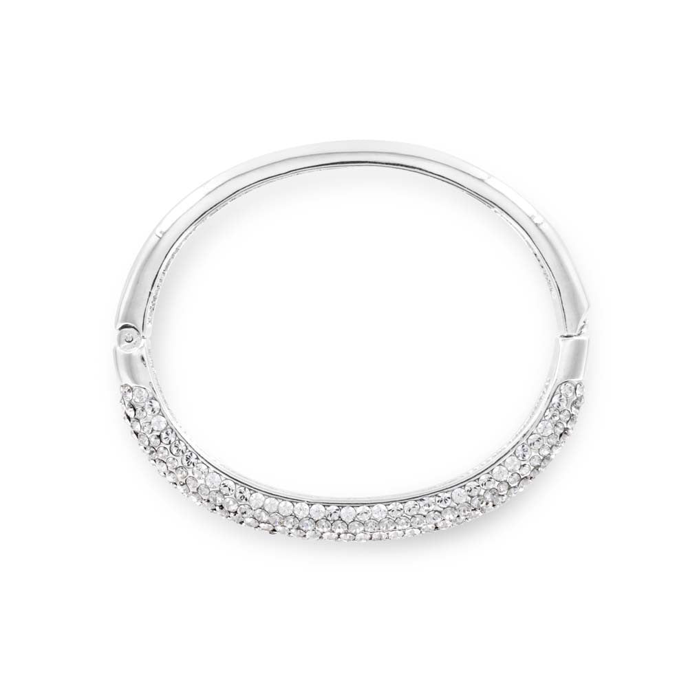 Hinged Crystal Silver Bangle - www.sparklingjewellery.com