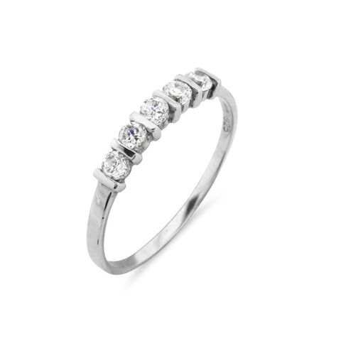 Silver Anniversary 5 Stone Ring - www.sparklingjewellery.com