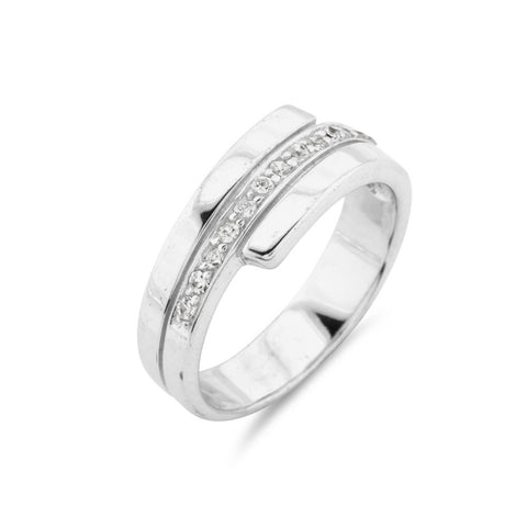 Diamond Effect Unisex Wedding Band - www.sparklingjewellery.com