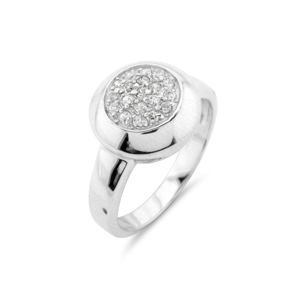 Micro Pave Round Silver Ring - www.sparklingjewellery.com