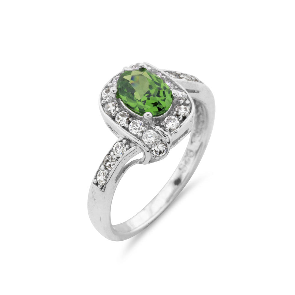 Emerald Green Halo Ring - www.sparklingjewellery.com