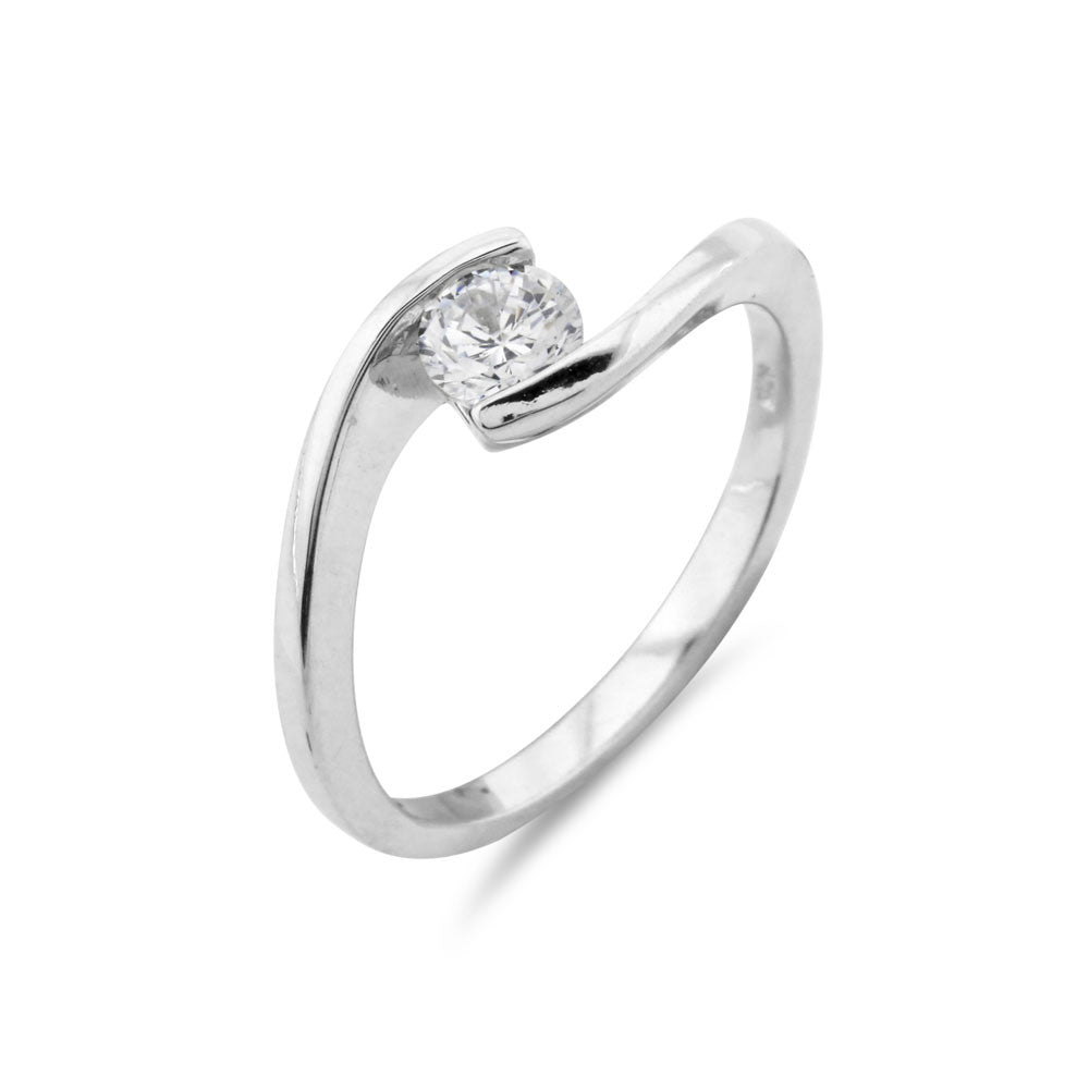 Solitaire Silver Engagement Ring - www.sparklingjewellery.com