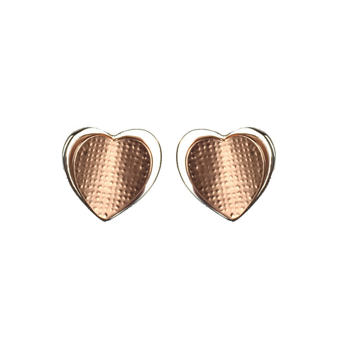 Two Tone Rose Gold and Silver Heart Earrings - www.sparklingjewellery.com