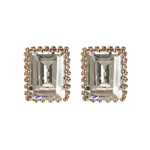 Rose Gold Emerald Cut Earrings - www.sparklingjewellery.com