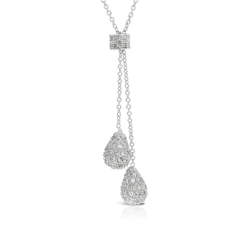 Pave Pear Silver Pendant Necklace - www.sparklingjewellery.com