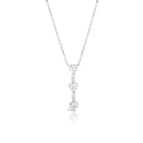 Heart Trio Silver Bridal Necklace - www.sparklingjewellery.com