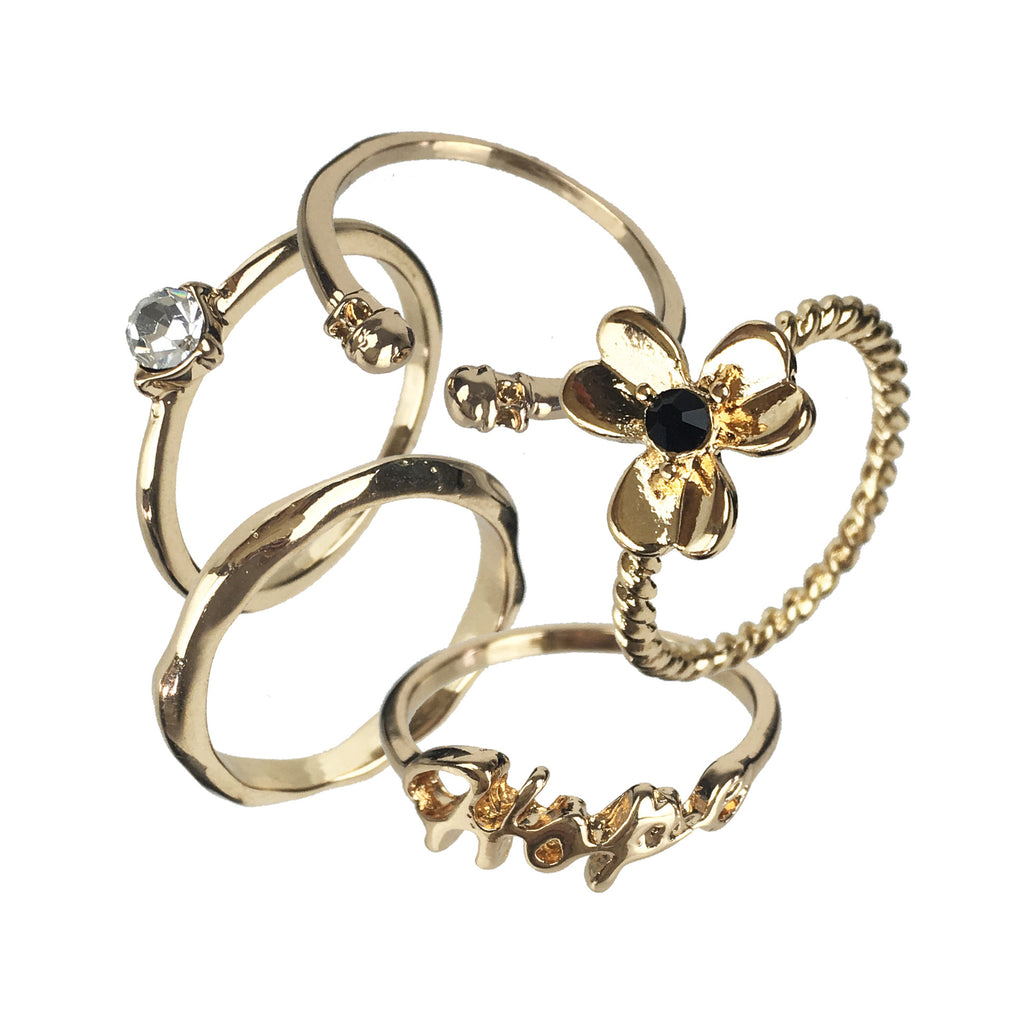 5 Gold Stacking Rings - www.sparklingjewellery.com