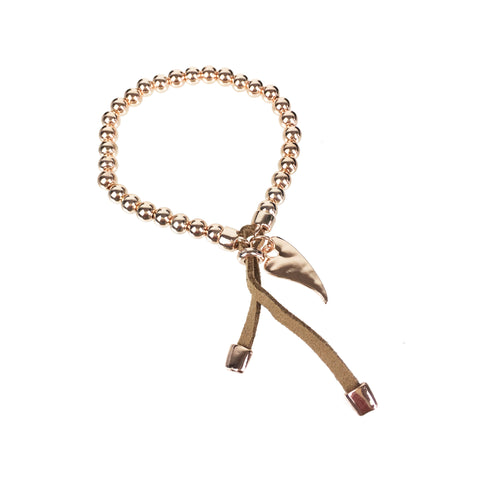 Rose Gold Bead Heart Bracelet - www.sparklingjewellery.com