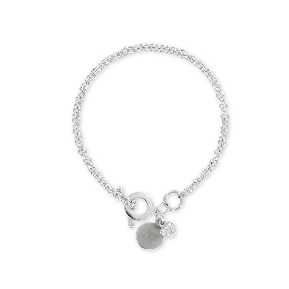 Toggle Bracelet with Heart Charm Sterling Silver - www.sparklingjewellery.com