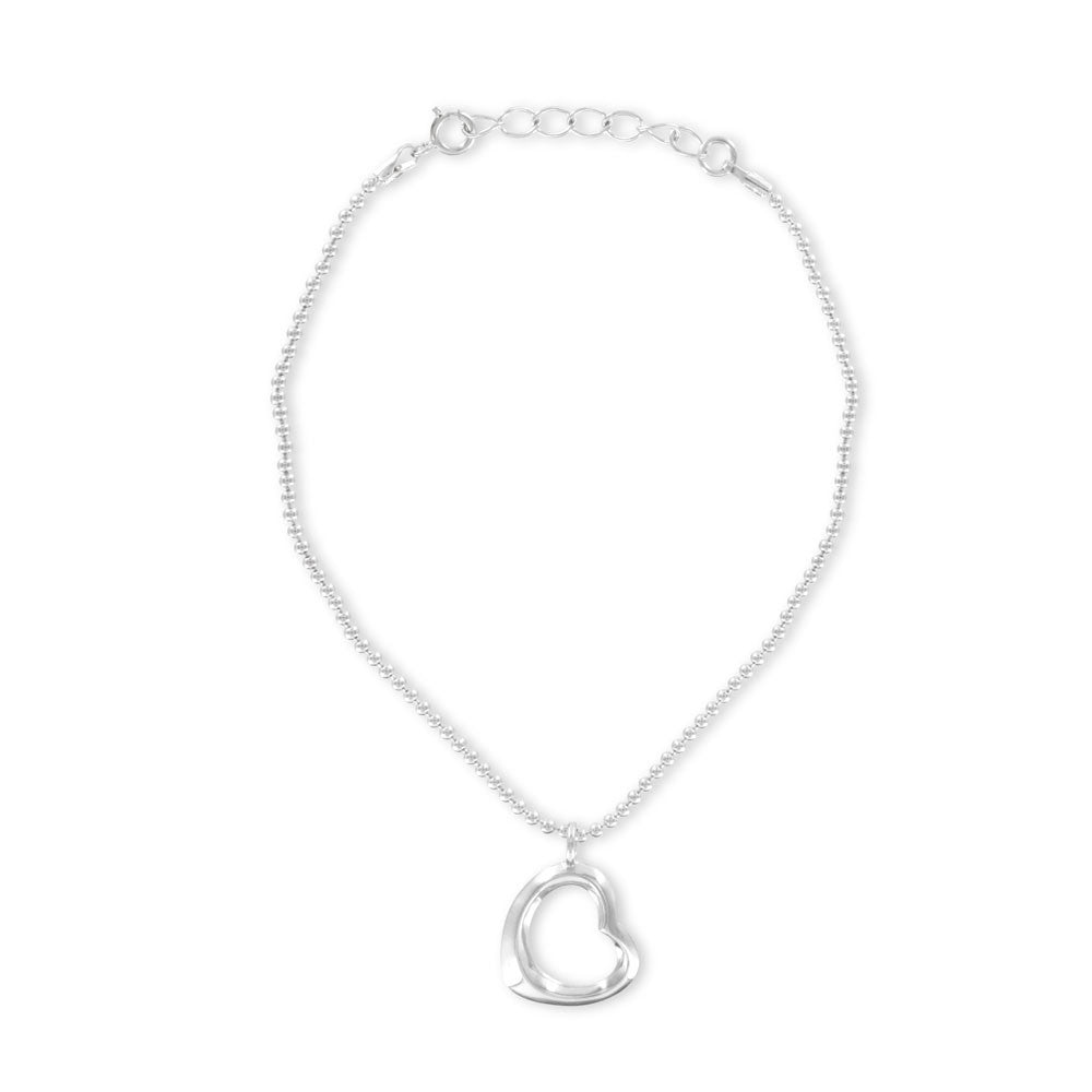 Floating Silver Heart Bracelet - www.sparklingjewellery.com