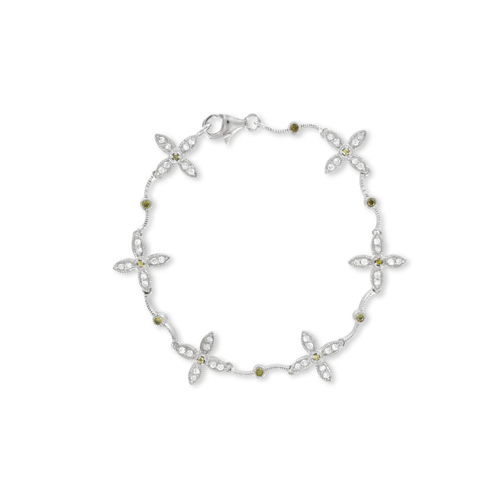 Silver Flower Bracelet - www.sparklingjewellery.com