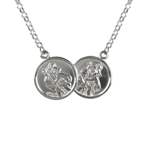 Saint St Christopher Medal Pendant Necklace, Italian, Zinc Alloy, 18