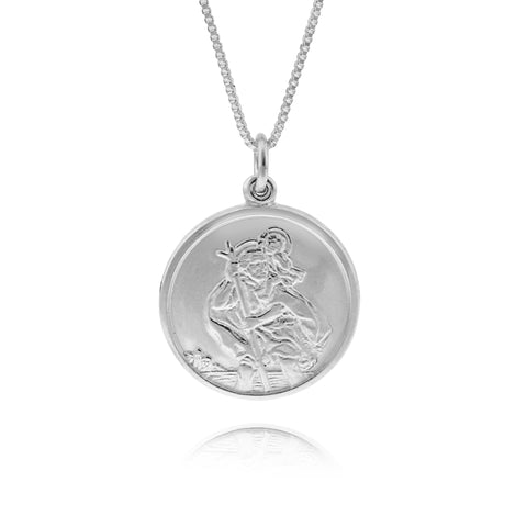 Single St Christopher Coin Necklace - www.sparklingjewellery.com