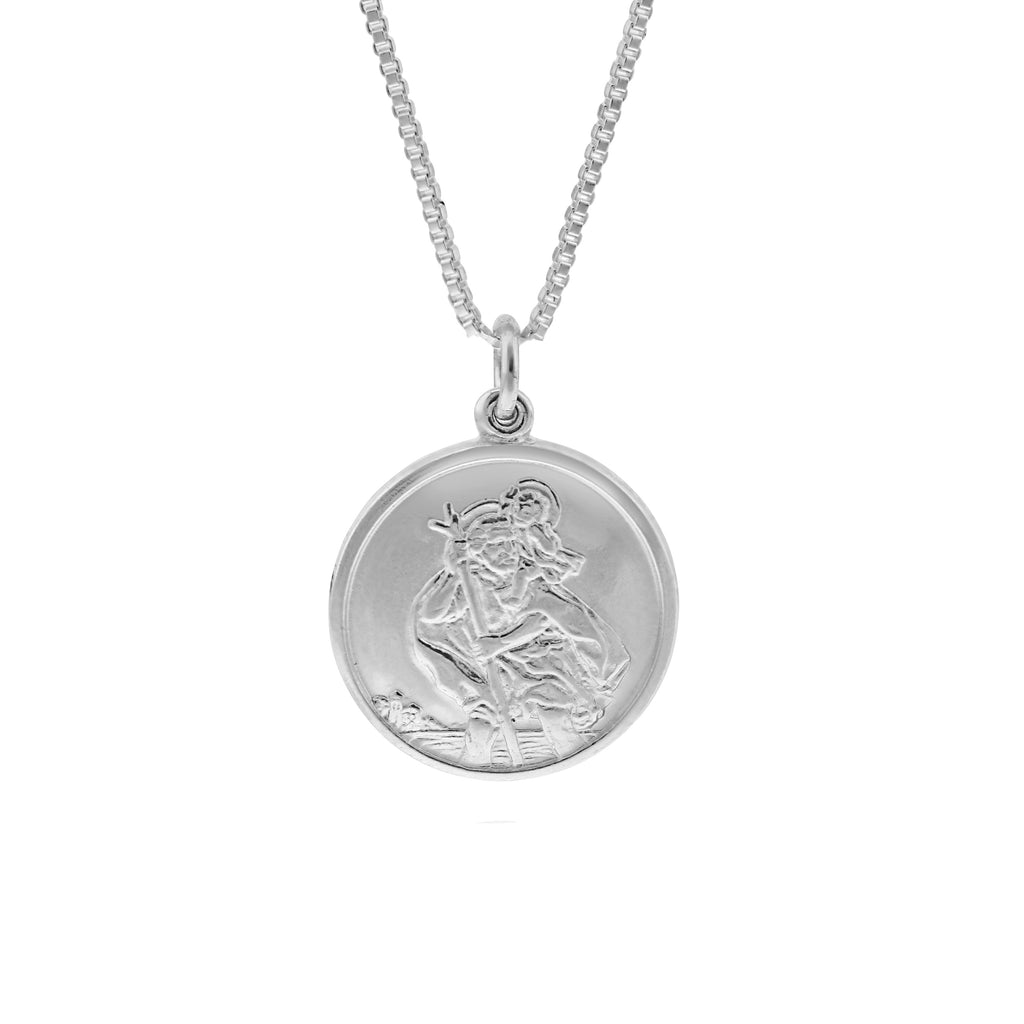 Small Double Sided Silver St Christopher Necklace - www.sparklingjewellery.com