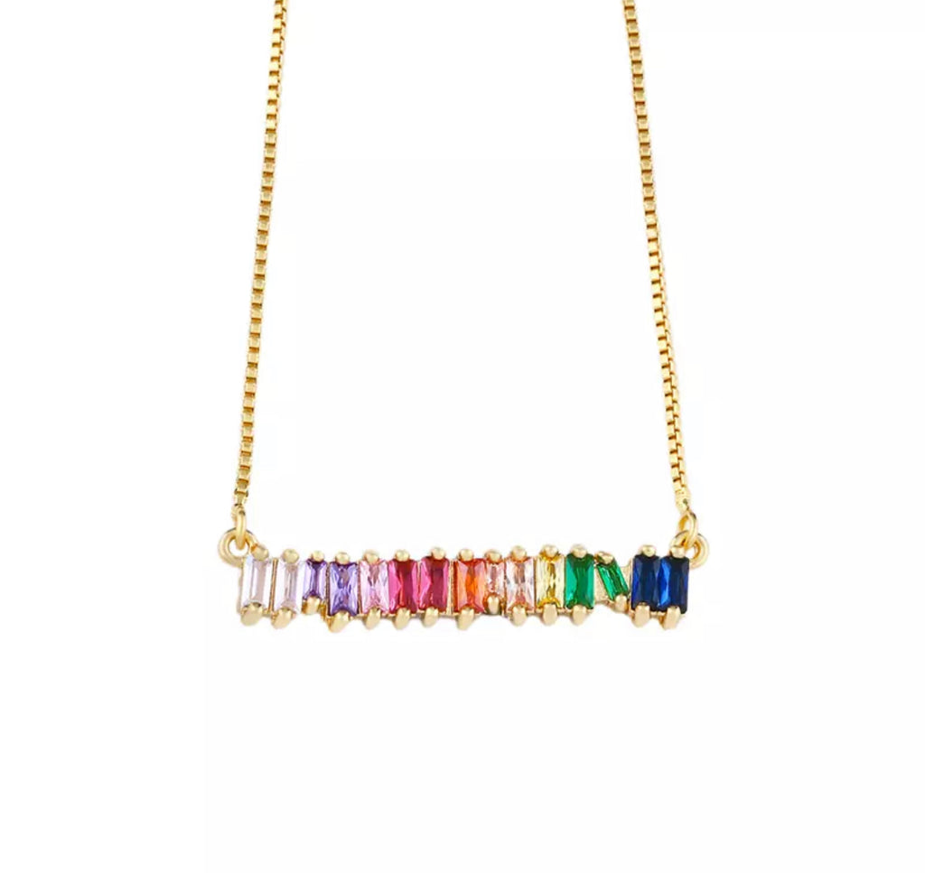 Rainbow 🌈 Gem Necklace - www.sparklingjewellery.com