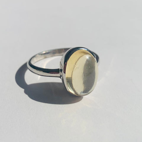 Oval Citrine Cabochon Silver Ring - www.sparklingjewellery.com