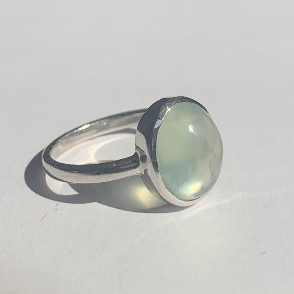 Oval Cut Moonstone Cabochon Silver Ring - www.sparklingjewellery.com