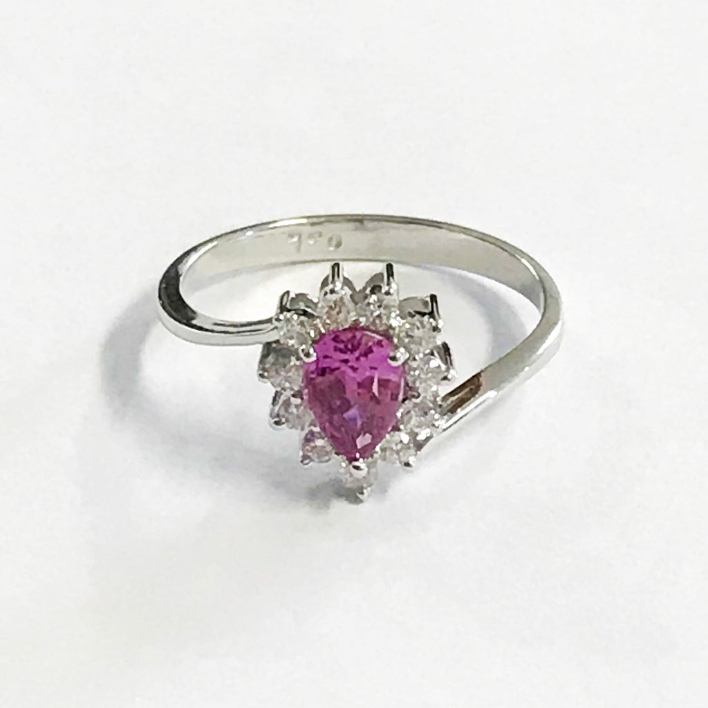 Pink Sapphire Diamond Ring - www.sparklingjewellery.com