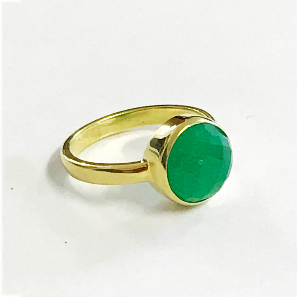 Green Gold Vermeil Bezel Ring - www.sparklingjewellery.com