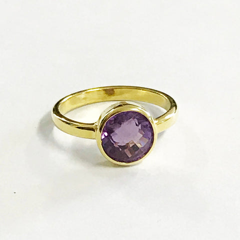 Amethyst Bezel Ring Gold Vermeil - www.sparklingjewellery.com